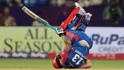 DC were decimated in the first 10 overs of their chase and it looked like they had lost the match in that phase itself. They lost three wickets inside the first three overs and were four down at the end of the powerplay. Their fifth wicket fell in the seventh itself.  (REUTERS)