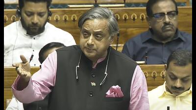 Congress MP Shashi Tharoor alleged that the BJP-led NDA government’s economic management is facing structural challenges. (Sansad TV) Congress MP Shashi Tharoor alleged that the BJP-led NDA government’s economic management is facing structural challenges. (Sansad TV)