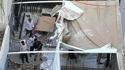 Mumbai, India. Mar 24, 2025: Brihanmumbai Municipal Corporation (BMC) officials demolished the illegal portion of Habitat Studio in Khar, Mumbai after Shiv Sena workers vandalized it following comedian Kunal Kamra allegedly mocked Deputy CM Shri Eknath Shinde. Mumbai, India. Mar 24, 2025. (Photo by Raju Shinde/HT Photo) (Hindustan Times) Mumbai, India. Mar 24, 2025: Brihanmumbai Municipal Corporation (BMC) officials demolished the illegal portion of Habitat Studio in Khar, Mumbai after Shiv Sena workers vandalized it following comedian Kunal Kamra allegedly mocked Deputy CM Shri Eknath Shinde. Mumbai, India. Mar 24, 2025. (Photo by Raju Shinde/HT Photo) (Hindustan Times)