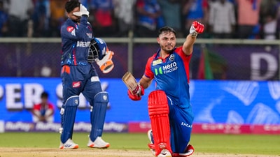 Visakhapatnam: Delhi Capitals' batter Ashutosh Sharma celebrates after playing the winning shot during the Indian Premier League (IPL) 2025 match between Delhi Capitals and Lucknow Super Giants (PTI) Visakhapatnam: Delhi Capitals' batter Ashutosh Sharma celebrates after playing the winning shot during the Indian Premier League (IPL) 2025 match between Delhi Capitals and Lucknow Super Giants (PTI)