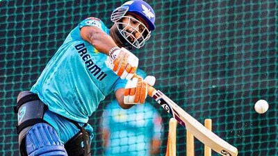 Rishabh Pant during a practise session held in Lucknow Rishabh Pant during a practise session held in Lucknow
