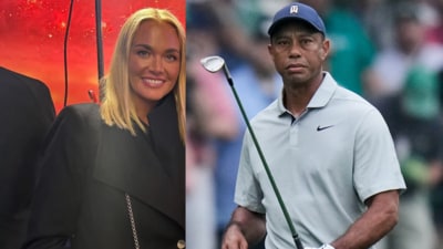 Tiger Woods, 49, and Vanessa Trump, 47, have been dating since Thanksgiving. They both live in Palm Beach, Florida. They were previously seen together at a golf tournament. (AP and X/Kai Trump)