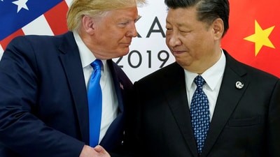 US President Donald Trump with China's President Xi Jinping at the G20 leaders summit in Osaka, Japan, June 29, 2019. (Reuters)