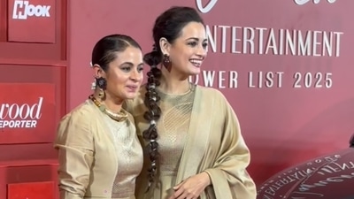 Rasika Duggal and Dia Mirza wore same outfits to an event. Rasika Duggal and Dia Mirza wore same outfits to an event.