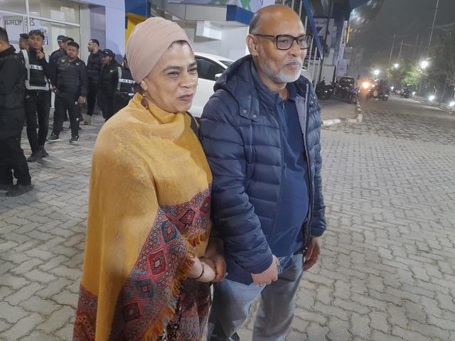 Hamza’s parents Rafia Choudhury and Murshed Dewan in Shillong on Monday. (HT) Hamza’s parents Rafia Choudhury and Murshed Dewan in Shillong on Monday. (HT)