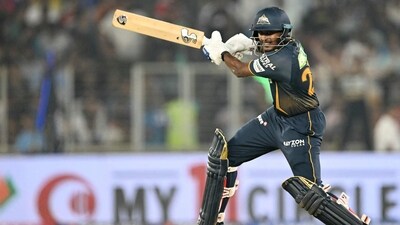 Gujarat Titans' Sai Sudharsan smashed 41-ball 74, but his team failed to get over the line and were stopped at 232/5 in 20 overs. (AFP)
