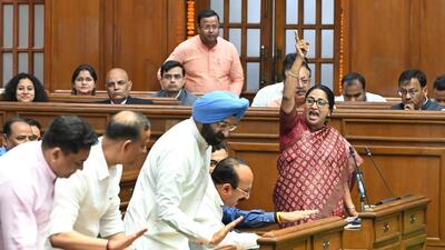 Delhi chief minister Rekha Gupta presents the budget on Tuesday. (Arvind Yadav/HT Photo) Delhi chief minister Rekha Gupta presents the budget on Tuesday. (Arvind Yadav/HT Photo)