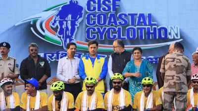 MS Dhoni attended the CISF mega cyclothon in the midst of Indian Premier League (IPL). MS Dhoni attended the CISF mega cyclothon in the midst of Indian Premier League (IPL).