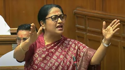 Rekha Gupta presents the State Budget in the Assenbly, in New Delhi, Tuesday, March 25, 2025. (Delhi Govt/YT)