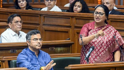 Delhi chief minister and finance minister Rekha Gupta presents the first Budget 2025-26 of the newly formed BJP government in the Delhi legislative assembly on March 25. (ANI) Delhi chief minister and finance minister Rekha Gupta presents the first Budget 2025-26 of the newly formed BJP government in the Delhi legislative assembly on March 25. (ANI)