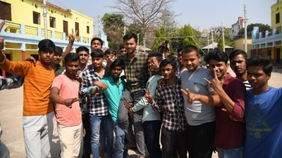Students celebrate after BSEB declared the Class 12 results (Santosh Kumar)