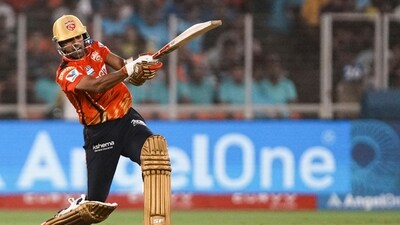 Shashank Singh bludgeoned 44 off 16 balls after Iyer's brilliant display with the bat as PBKS posted an imposing 243 for five.  (PTI Image)