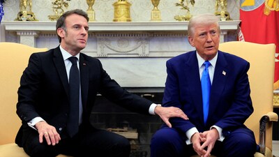 FILE PHOTO: French President Emmanuel Macron and U.S. President Donald Trump meet at the White House in Washington, D.C. (REUTERS)