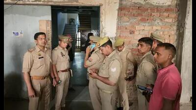 The SIT of Sambhal police at SP MP Zia Ur Rahman Barq’s house on March 25. (Sourced)