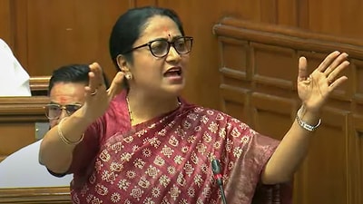 Delhi CM Rekha Gupta presented her newly formed BJP government's first budget for the national capital in the state assembly on Tuesday. (PTI) Delhi CM Rekha Gupta presented her newly formed BJP government's first budget for the national capital in the state assembly on Tuesday. (PTI)