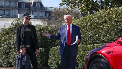 Trump reshared billionaire Elon Musk's X remarks on Truth Social. “Best place to hide a dead body is page 2 of The Atlantic magazine, because no one ever goes there,” the Tesla CEO wrote. (AP) Trump reshared billionaire Elon Musk's X remarks on Truth Social. “Best place to hide a dead body is page 2 of The Atlantic magazine, because no one ever goes there,” the Tesla CEO wrote. (AP)