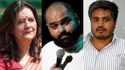 Shiv Sena (UBT) Rajya Sabha MP Priyanka Chaturvedi, stand-up comedian Kunal Kamra and Nationalist Congress Party (SCP) MLA Rohit Pawar. (PTI file) Shiv Sena (UBT) Rajya Sabha MP Priyanka Chaturvedi, stand-up comedian Kunal Kamra and Nationalist Congress Party (SCP) MLA Rohit Pawar. (PTI file)