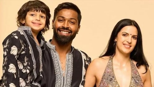 Hardik Pandya and Natasa Stankovic with son Agastya Hardik Pandya and Natasa Stankovic with son Agastya