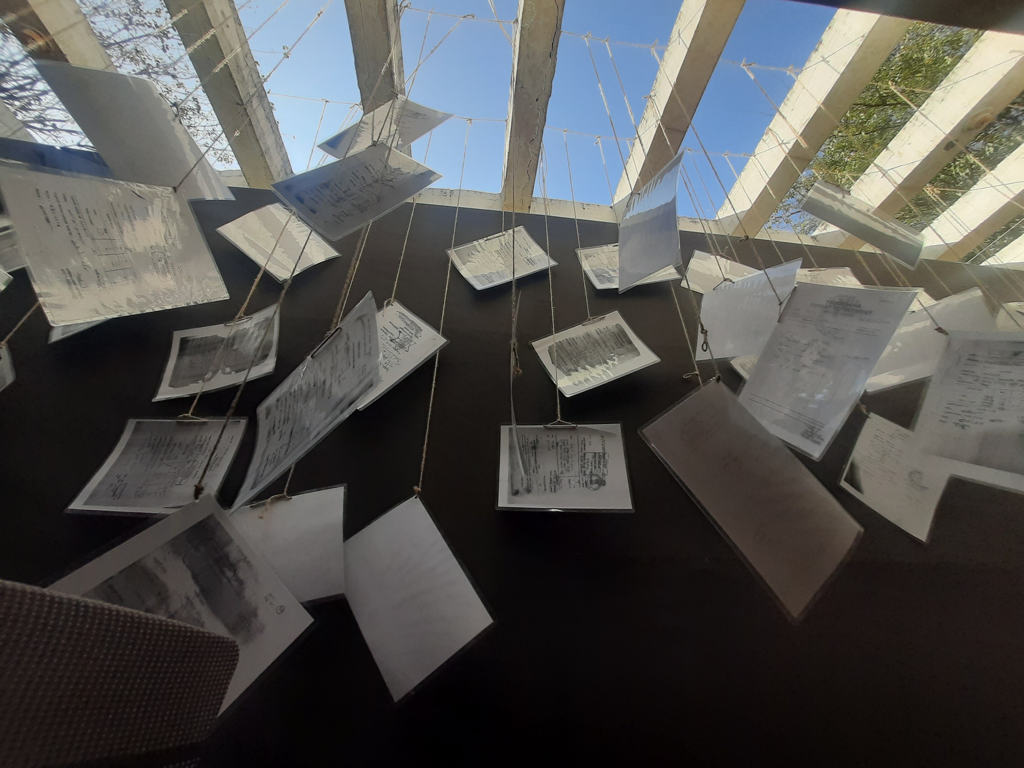 An installation created from permits that used to be issued to pastoralist communities to graze their cattle in the forest. (Charumathi Supraja) An installation created from permits that used to be issued to pastoralist communities to graze their cattle in the forest. (Charumathi Supraja)
