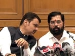 Maharashtra deputy CM Eknath Shinde with CM Devendra Fadnavis. Maharashtra deputy CM Eknath Shinde with CM Devendra Fadnavis.