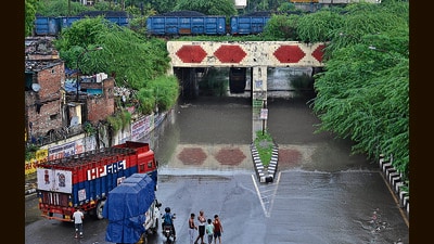 A waterlogged Zakhira underpass in August 2024. (HT Archive) A waterlogged Zakhira underpass in August 2024. (HT Archive)