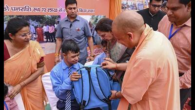 Chief minister Yogi Adityanath during an event organised to mark eight years of the BJP government in the state, in Agra. (PTI Photo) Chief minister Yogi Adityanath during an event organised to mark eight years of the BJP government in the state, in Agra. (PTI Photo)