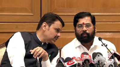 Maharashtra deputy CM Eknath Shinde with CM Devendra Fadnavis. (ANI FILE) Maharashtra deputy CM Eknath Shinde with CM Devendra Fadnavis. (ANI FILE)