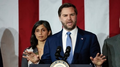 (FILES) US Vice President JD Vance and his wife Usha Vance at Vantage Plastics in Bay City, Michigan, on March 14, 2025. (AFP) (FILES) US Vice President JD Vance and his wife Usha Vance at Vantage Plastics in Bay City, Michigan, on March 14, 2025. (AFP)