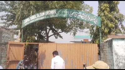 Officials sealing a madrasa in Haridwar on Tuesday as part of the statewide action against unregistered madrasas. (Representational image) Officials sealing a madrasa in Haridwar on Tuesday as part of the statewide action against unregistered madrasas. (Representational image)