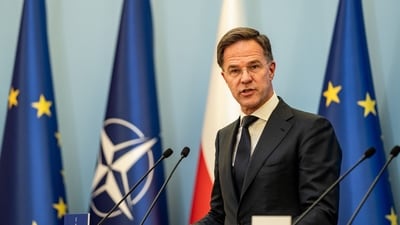 Mark Rutte, secretary general of the North Atlantic Treaty Organization (NATO), stated that there would be a "devastating" retaliation against Russia if it ever attacked Poland (Bloomberg) Mark Rutte, secretary general of the North Atlantic Treaty Organization (NATO), stated that there would be a "devastating" retaliation against Russia if it ever attacked Poland (Bloomberg)