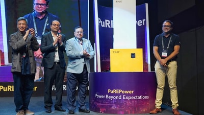 From R to L-- Dr Nishanth Dongari, Founder & MD, PURE, Dr V.K Saraswat, Permanent Member, NITI Aayog, Mr. Rohit Vadera, Co-Founder & CEO, PURE & Mr. Eugene Huang, Chairman, Creative Sensor INC (CSI) & TIS, Taiwan at the launch of PURE Power in Hyderabad. From R to L-- Dr Nishanth Dongari, Founder & MD, PURE, Dr V.K Saraswat, Permanent Member, NITI Aayog, Mr. Rohit Vadera, Co-Founder & CEO, PURE & Mr. Eugene Huang, Chairman, Creative Sensor INC (CSI) & TIS, Taiwan at the launch of PURE Power in Hyderabad.