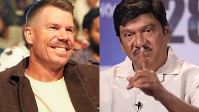 Rajendra Prasad poked fun at David Warner's obsession with Pushpa at the pre-release event of Robinhood. Rajendra Prasad poked fun at David Warner's obsession with Pushpa at the pre-release event of Robinhood.