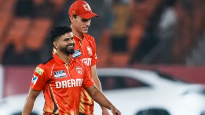 Shreyas Iyer and Marco Jansen during an IPL match vs Gujarat Titans (PTI) Shreyas Iyer and Marco Jansen during an IPL match vs Gujarat Titans (PTI)