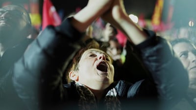 Concern over the growing issue has spread around the world. Criticising Turkey's "unlawful blanket ban on protests," the UN has called on authorities to look into claims of excessive force. In pic: Protesters shout slogans during a protest after Istanbul's Mayor Ekrem Imamoglu was arrested and sent to prison, in Istanbul, Turkey.  (AP)