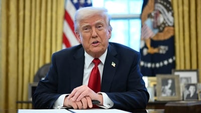 US President Donald Trump announces tariffs on auto imports in the Oval Office of the White House in Washington, DC, on March 26, 2025. S (AFP) US President Donald Trump announces tariffs on auto imports in the Oval Office of the White House in Washington, DC, on March 26, 2025. S (AFP)