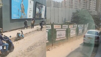 The footage captures pedestrians walking through a poorly maintained stretch. (X/@_Ashwatthama_) The footage captures pedestrians walking through a poorly maintained stretch. (X/@_Ashwatthama_)