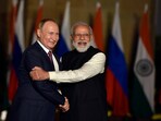 Prime Minister Narendra Modi with Russian President Vladimir Putin in New Delhi on December 6, 2021.