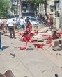 The scene outside Ramjilal Suman’s house after the Karni Sena attack in Agra on Wednesday. (HT File Photo) The scene outside Ramjilal Suman’s house after the Karni Sena attack in Agra on Wednesday. (HT File Photo)