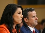 (L-R) Director of National Intelligence Tulsi Gabbard and CIA director, John Ratcliffe testify before a House Permanent Select Committee on Intelligence hearing on Capitol Hill in Washington, DC, on March 26, 2025. 