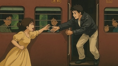 Kajol and Shah Rukh Khan's famous train scene from Dilwale Dulhania Le Jayenge (1995) was also made into a Ghibli-styled image. The scene showed Simran (Kajol) running to hop onto a train as Raj (Shah Rukh) waited for her. It was directed by Aditya Chopra. 