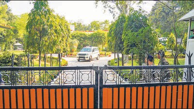 A police vehicle parked inside the residence of Delhi High Court Judge Justice Yashwant Varma, in New Delhi, Wednesday, March 26, 2025. A team led by Deputy Commissioner of Police (New Delhi) on Wednesday visited the residence of Justice Varma in connection with the investigation into the alleged discovery of cash, official sources said. (PTI) A police vehicle parked inside the residence of Delhi High Court Judge Justice Yashwant Varma, in New Delhi, Wednesday, March 26, 2025. A team led by Deputy Commissioner of Police (New Delhi) on Wednesday visited the residence of Justice Varma in connection with the investigation into the alleged discovery of cash, official sources said. (PTI)