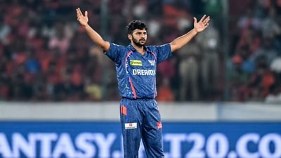 Lucknow Super Giants' Shardul Thakur gestures during the Indian Premier League (IPL) Twenty20 cricket match between Sunrisers Hyderabad - (AFP) Lucknow Super Giants' Shardul Thakur gestures during the Indian Premier League (IPL) Twenty20 cricket match between Sunrisers Hyderabad - (AFP)