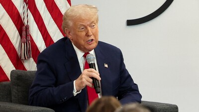 US President Donald Trump delivers remarks during a Business Roundtable event in Washington, DC, US, March 11, 2025. (Reuters)