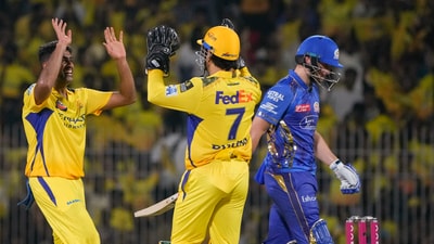 Ravichandran Ashwin celebrates a wicket with MS Dhoni in the CSK vs MI match. (PTI) Ravichandran Ashwin celebrates a wicket with MS Dhoni in the CSK vs MI match. (PTI)