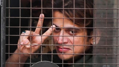 Shiv Sena (Shinde) leader Rahul Kanal being escorted after he was arrested for allegedly vandalising the Habitat Studio over stand-up comedian Kunal Kamra's alleged defamatory remarks against Maharashtra deputy chief minister Eknath Shinde in Mumbai, (PTI)
