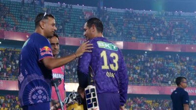 Rahul Dravid meets Quinton de Kock after KKR beat RR Rahul Dravid meets Quinton de Kock after KKR beat RR