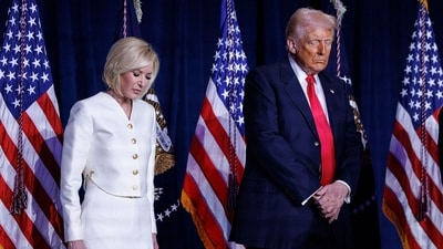 Televangelist Paula White, left, and US President Donald Trump during the National Prayer Breakfast in Washington, DC, US, on Thursday, Feb. 6, 2025. Photographer: Aaron Schwartz/Sipa/Bloomberg (Bloomberg) Televangelist Paula White, left, and US President Donald Trump during the National Prayer Breakfast in Washington, DC, US, on Thursday, Feb. 6, 2025. Photographer: Aaron Schwartz/Sipa/Bloomberg (Bloomberg)