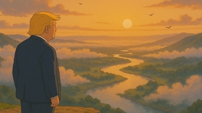 Donald Trump looking at the sun in a Ghibli-style photo (ChatGPT) Donald Trump looking at the sun in a Ghibli-style photo (ChatGPT)