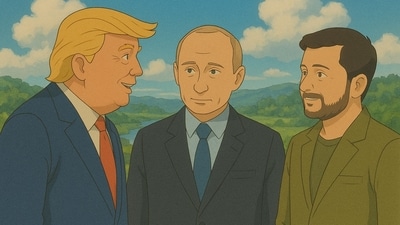 Donald Trump, Vladimir Putin and Zelensky reimagined in a Ghibli-style photo (ChatGPT) Donald Trump, Vladimir Putin and Zelensky reimagined in a Ghibli-style photo (ChatGPT)