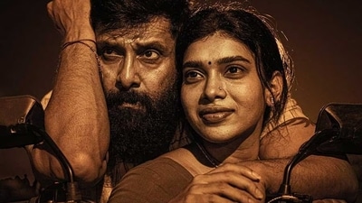 Vikram and Dushara Vijayan in a still from Veera Dheera Sooran. Vikram and Dushara Vijayan in a still from Veera Dheera Sooran.